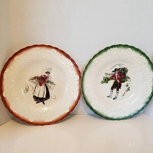 Vtg Alfred Meakin set of 2 French Costume 18th  Century Porcelain Plates.